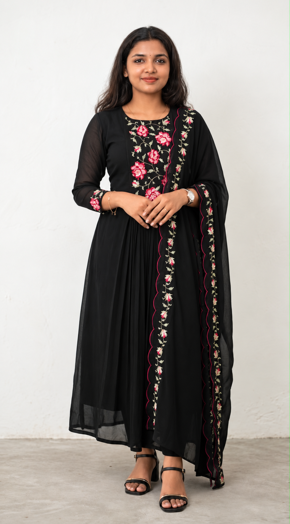 3 Pc Set Georgette Cotton Satin