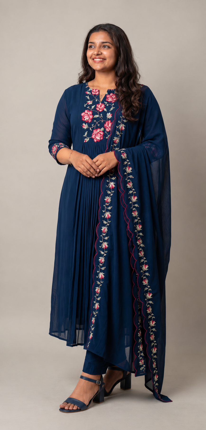 3 Pc Set Georgette Cotton Satin