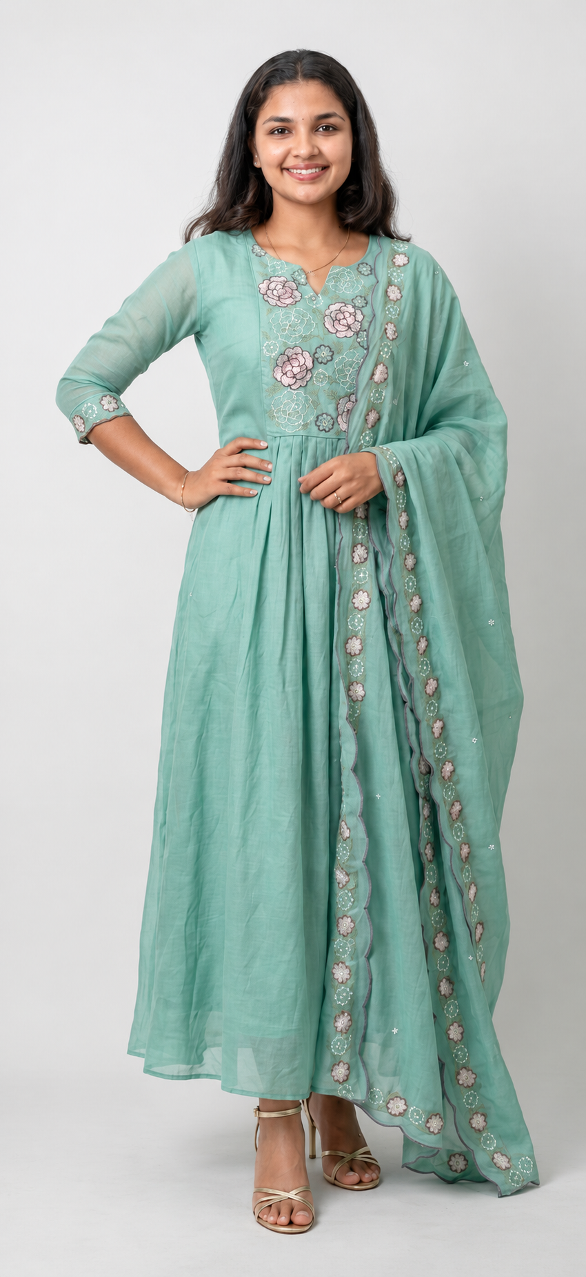 3 Pc Set Malai Chanderi Cotton Satin